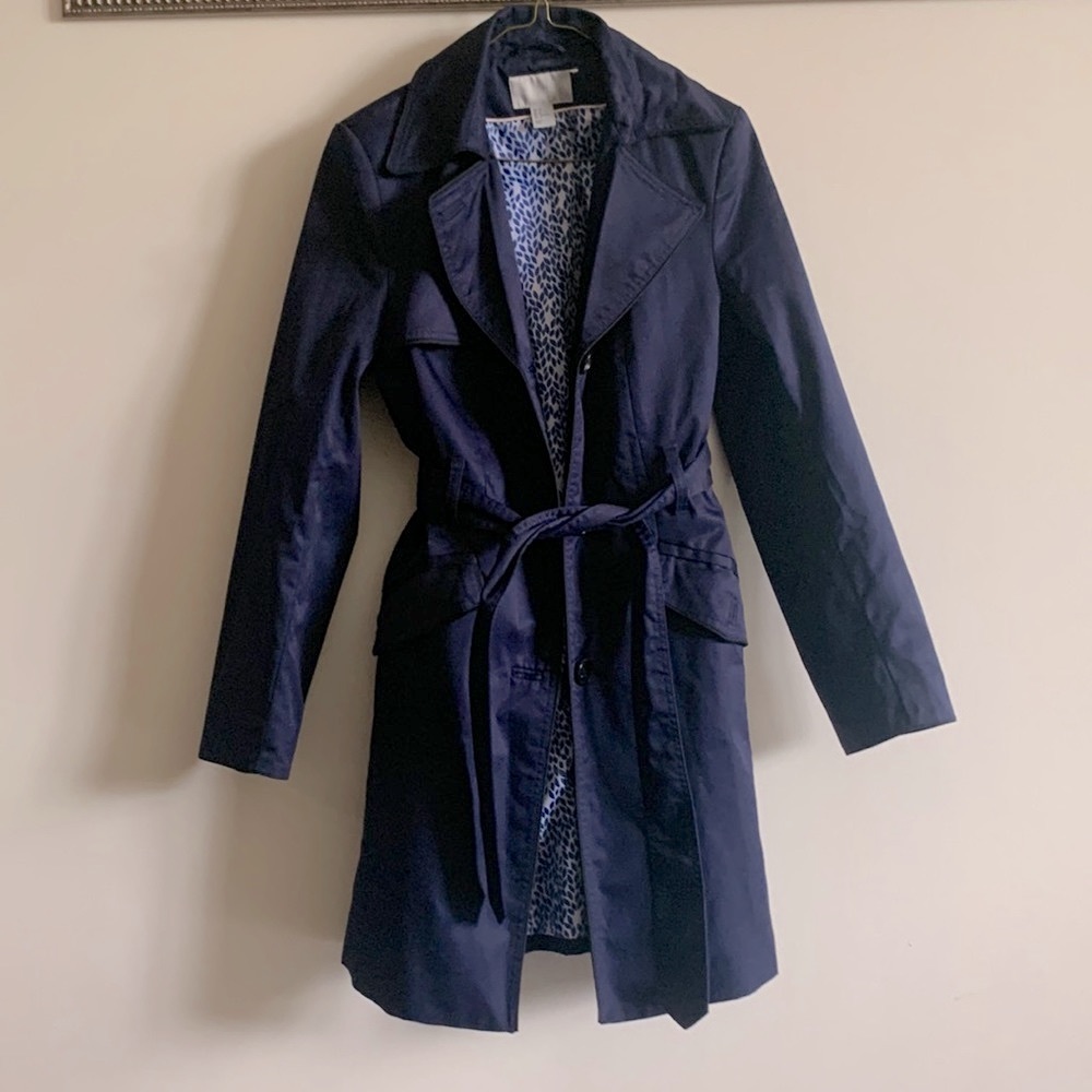 H&M Blue Trench coat size 8
